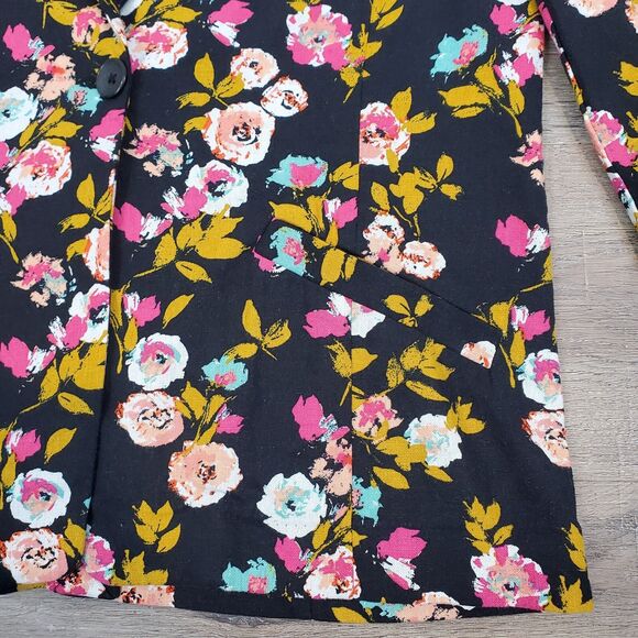 Abound Linen Blend Floral Blazer Jacket Ruffle Whimsigoth Cottagecore Fairy - Picture 6 of 11